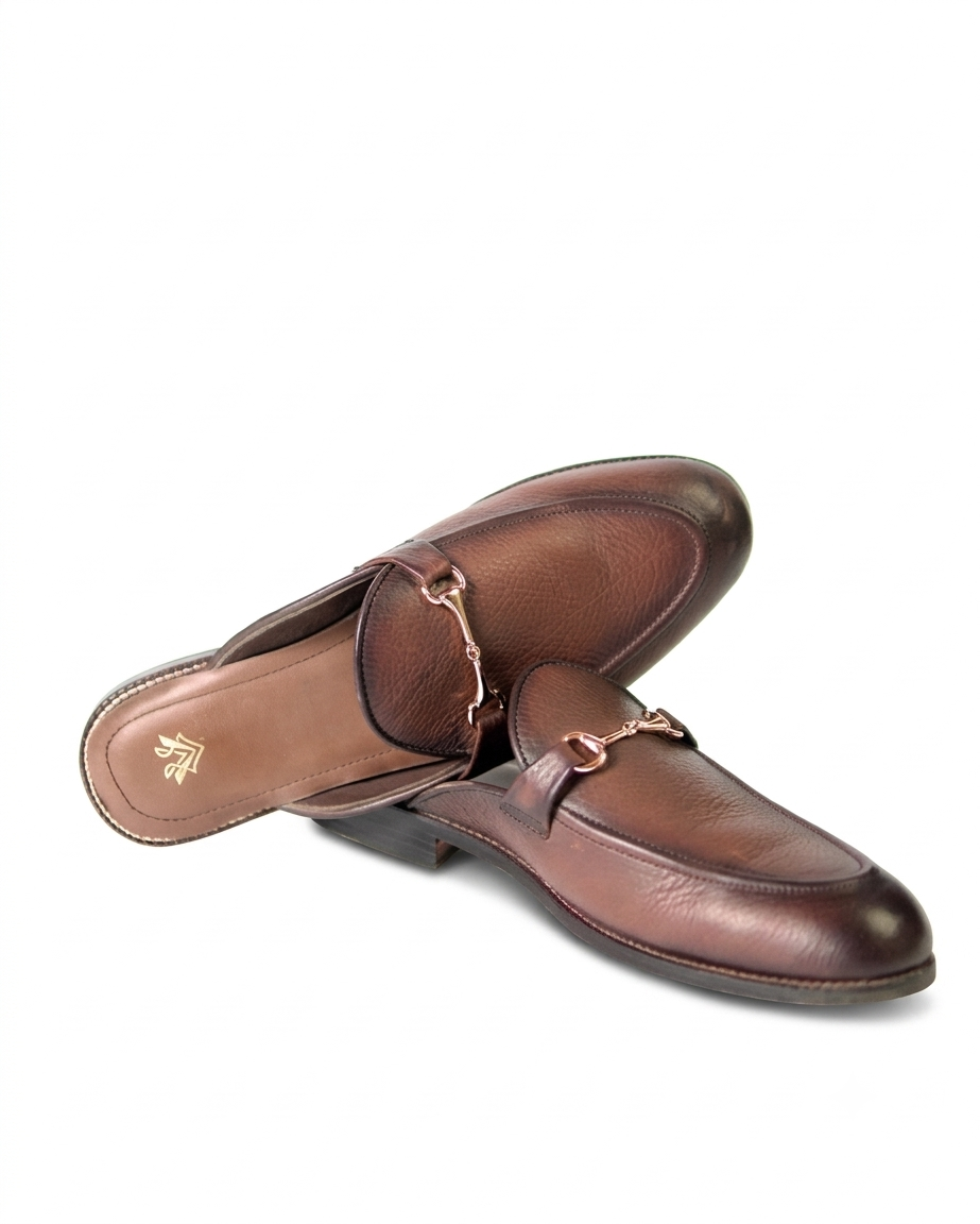 Coffee Burnished Horsebit Mules | Handcrafted Leather