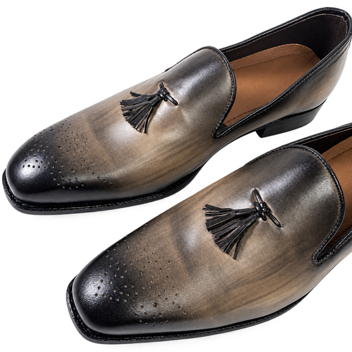 Grey Tassel Loafers