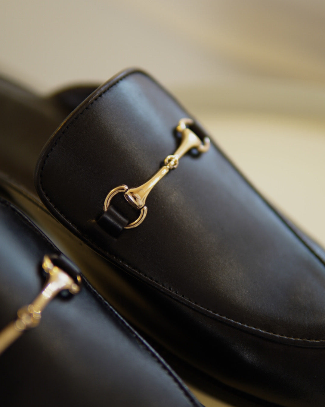 Black horsebit Leather Mule
