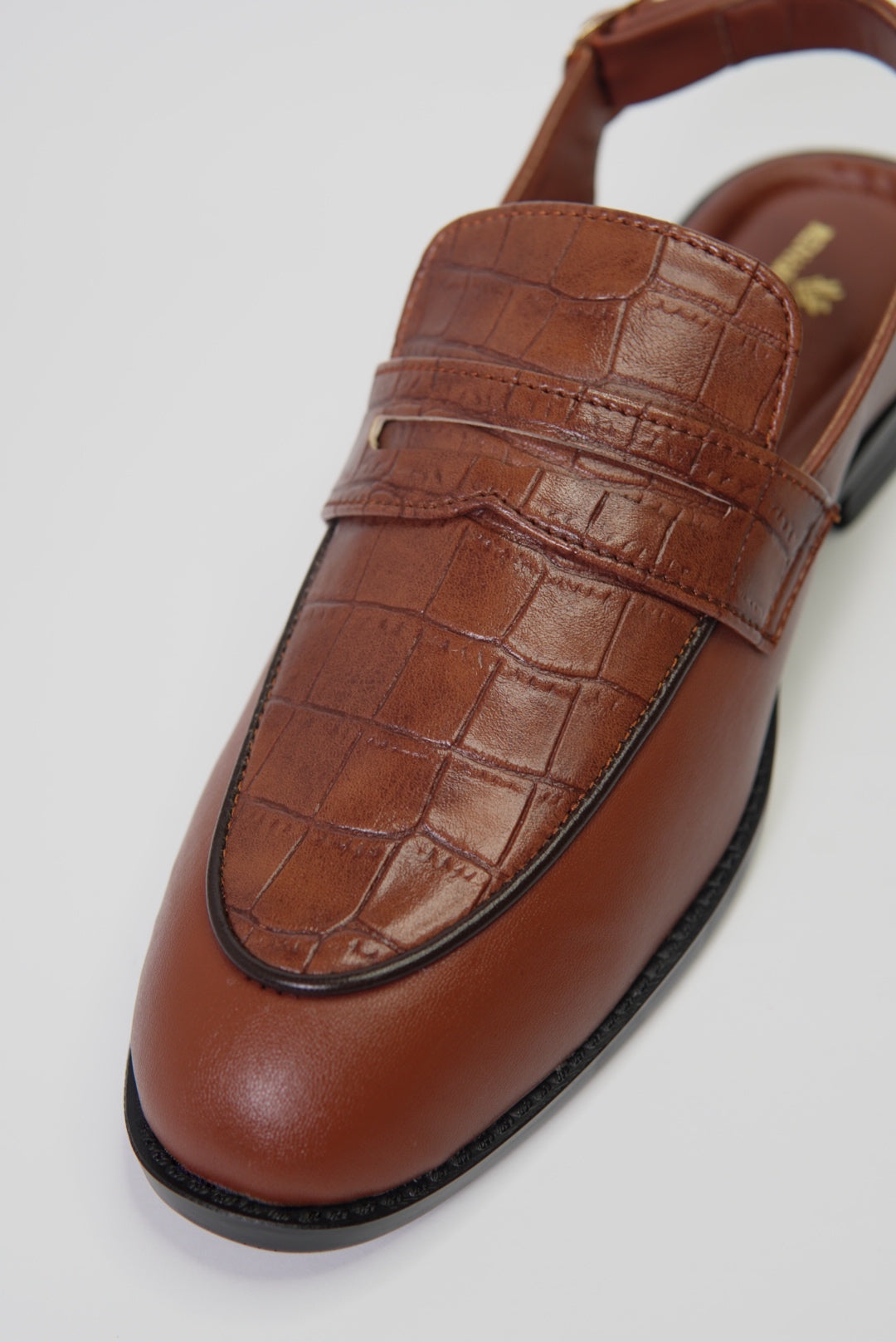 Open Back  Penny Loafers - Brown