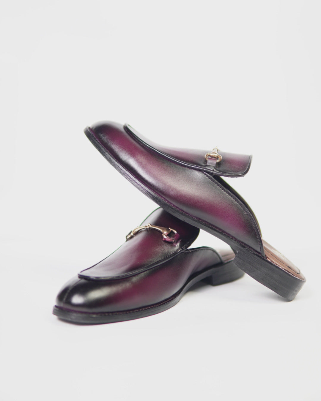Cherry Horsebit Leather Mule