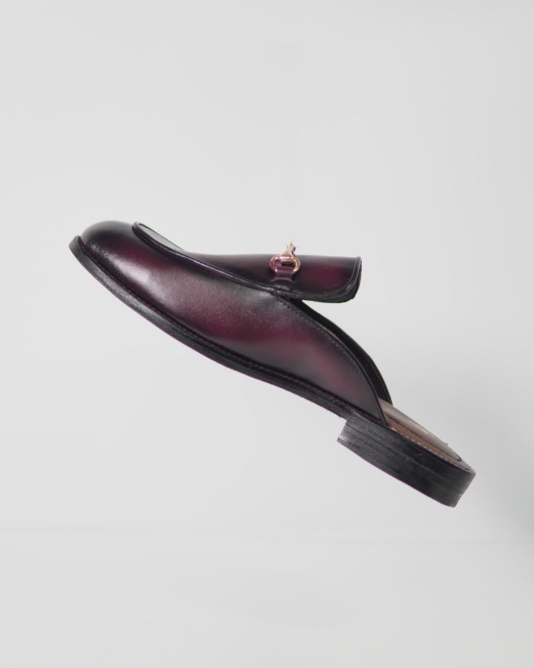 Cherry Horsebit Leather Mule