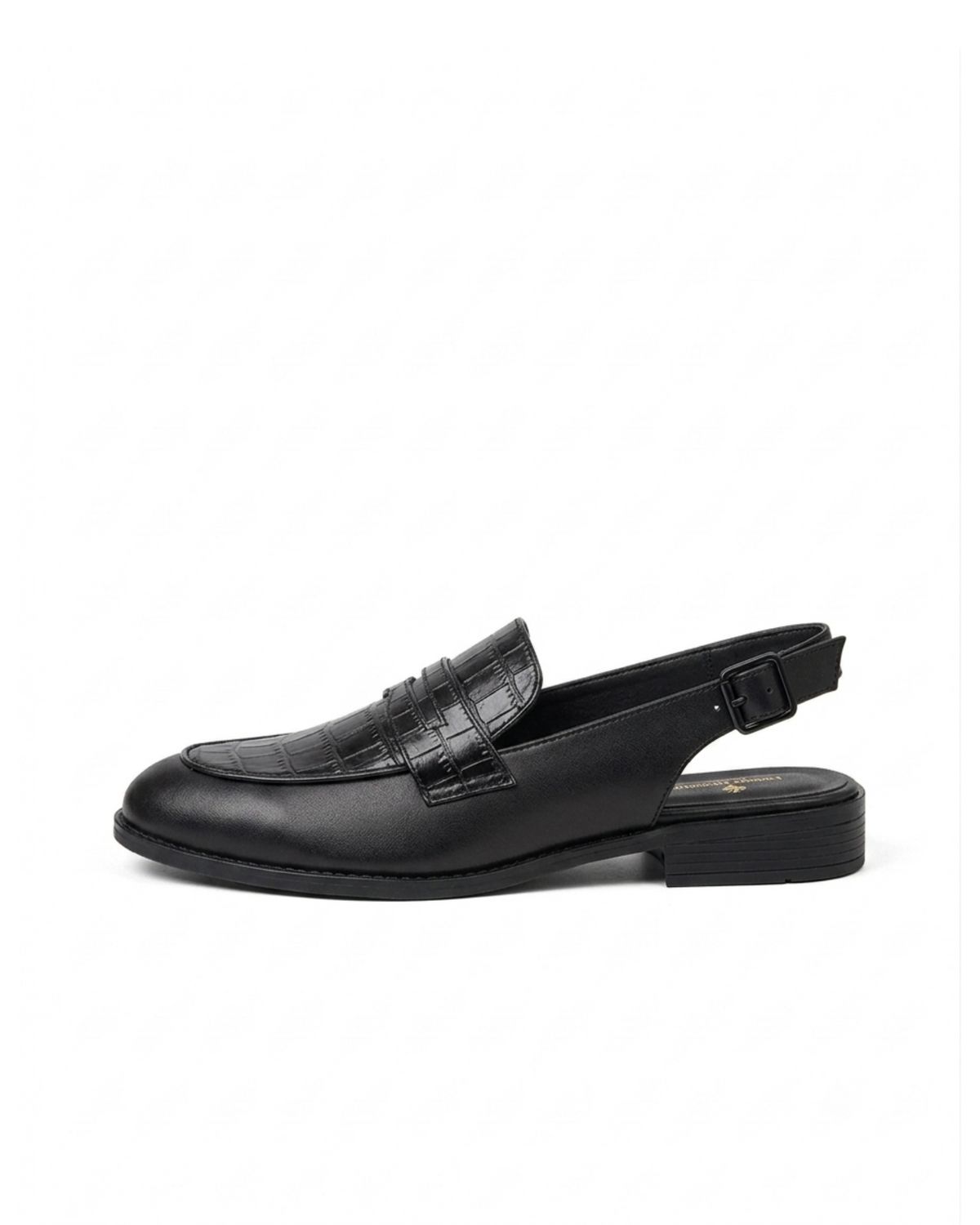 Open Back  Penny Loafer - Black