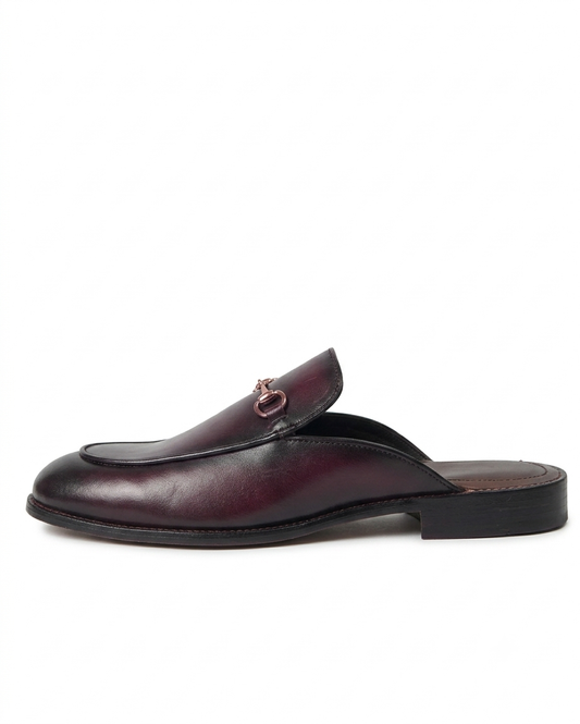 Cherry Horsebit Leather Mule