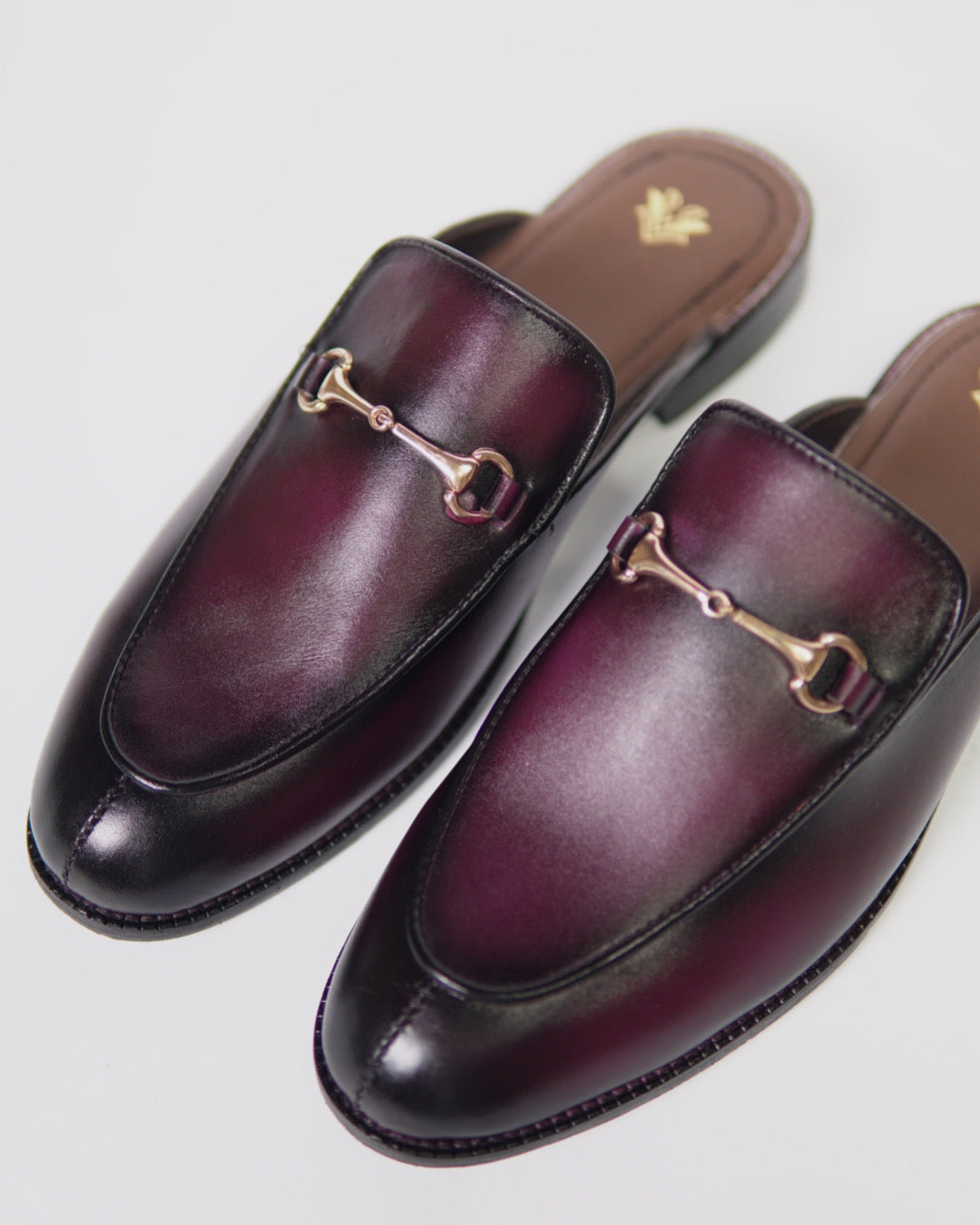 Cherry Horsebit Leather Mule