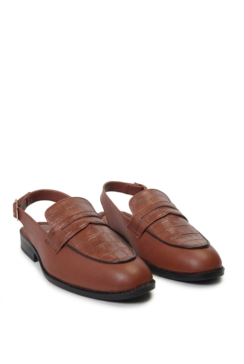 Tan Open-Back Penny Loafers | Vegan Leather⁠ Men's Mules | RENARD NOIR
