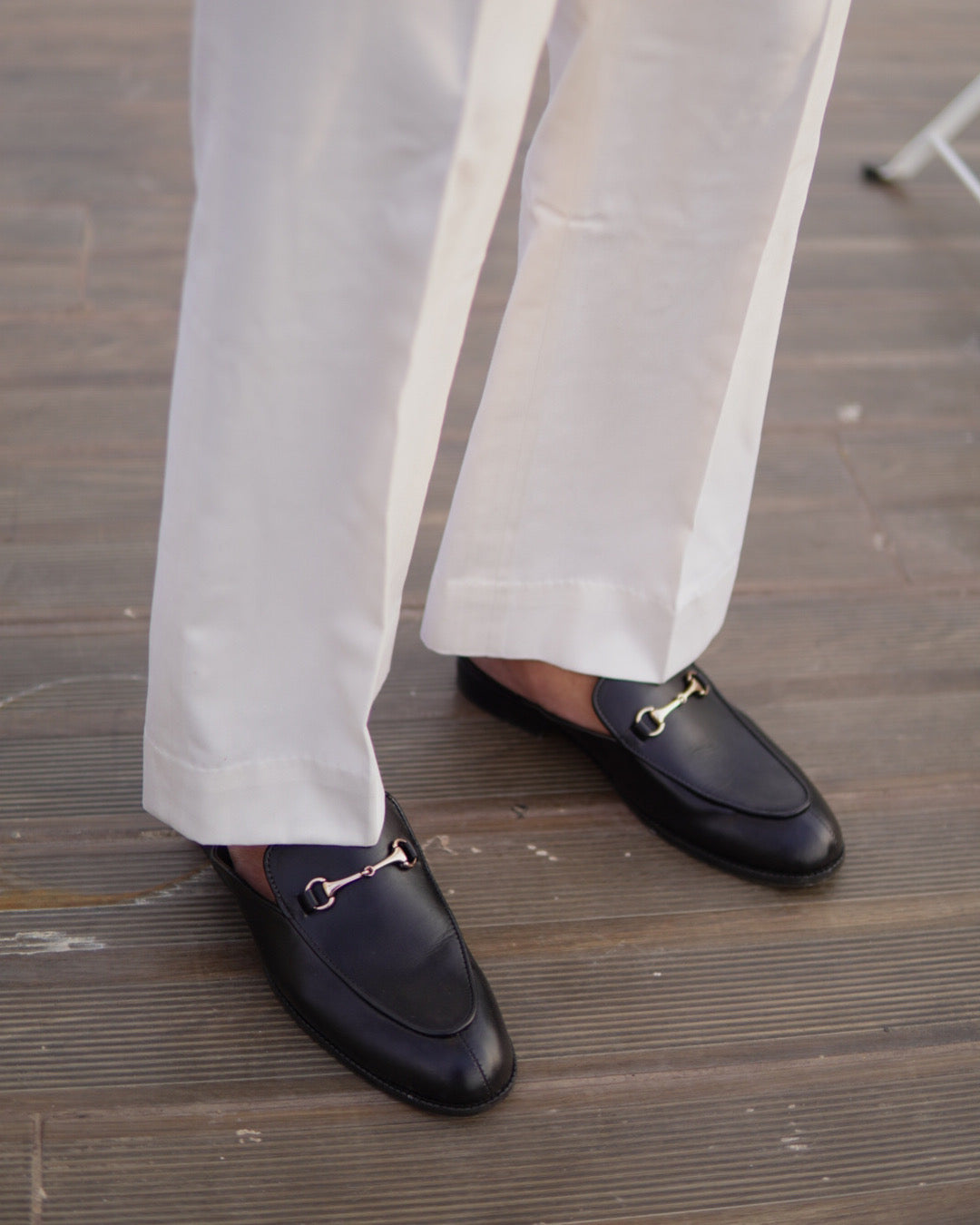 Black horsebit Leather Mule
