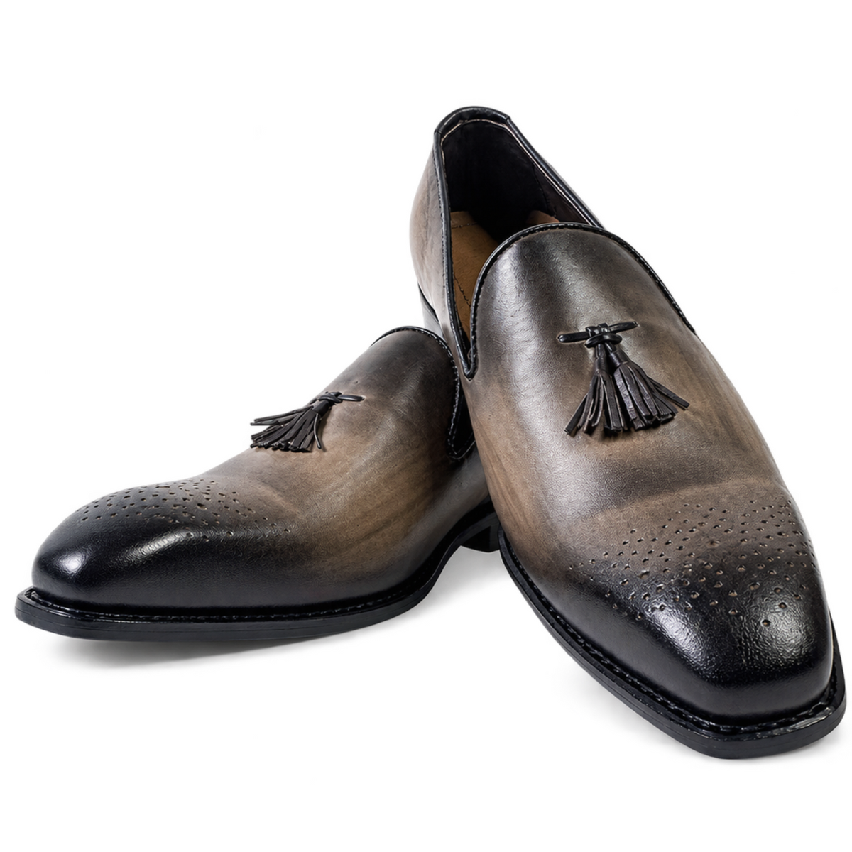 Grey Tassel Loafers