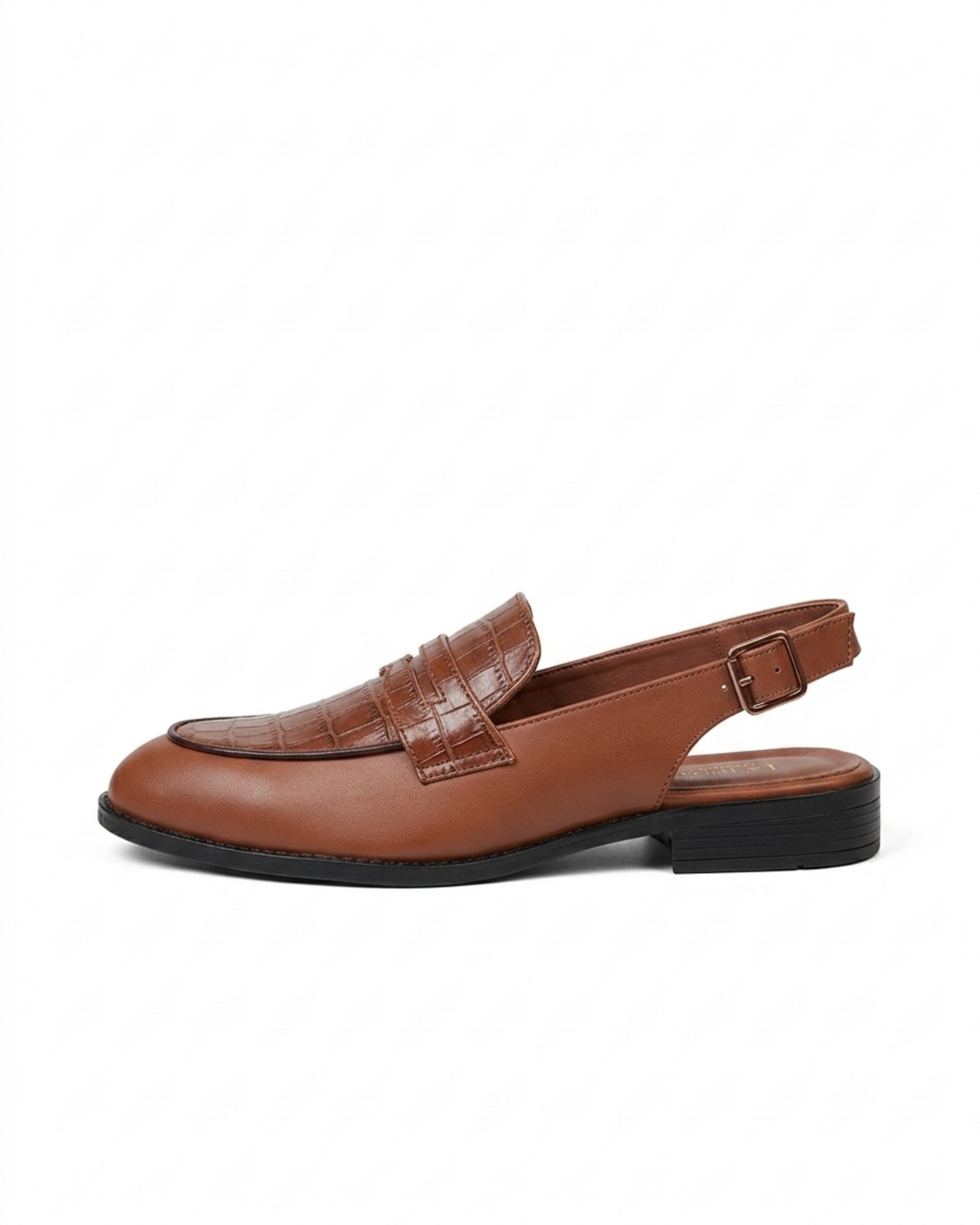 RENARD NOIR Handcrafted Lightweight Tan Vegan leather Open back penny loafers for men