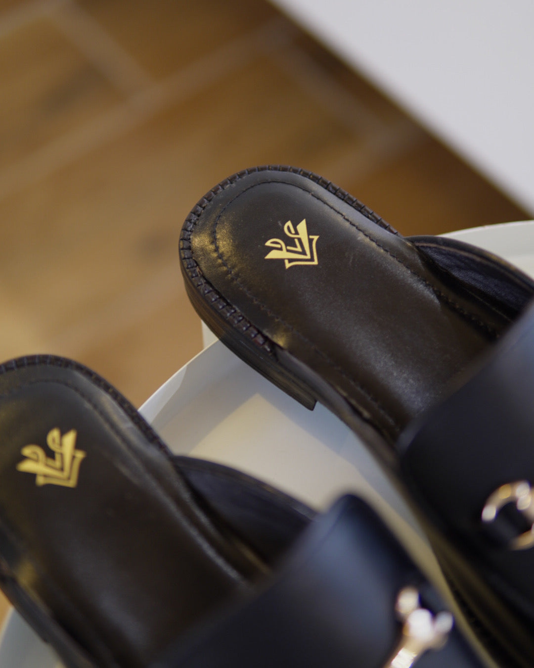 Black horsebit Leather Mule