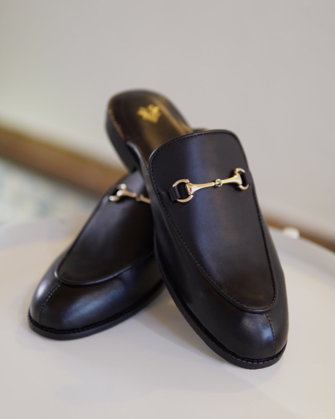 Black horsebit Leather Mule
