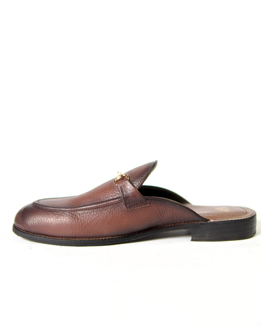 Textured Coffee Burnished Mule
