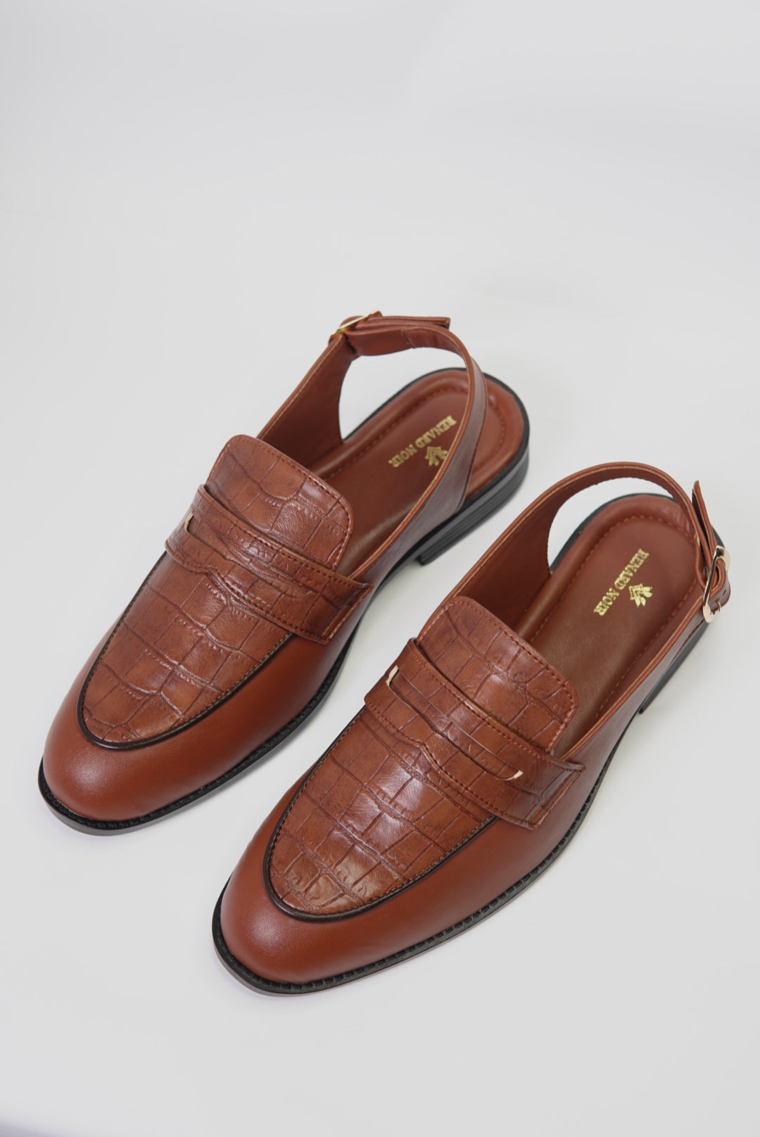 Open Back  Penny Loafers - Brown