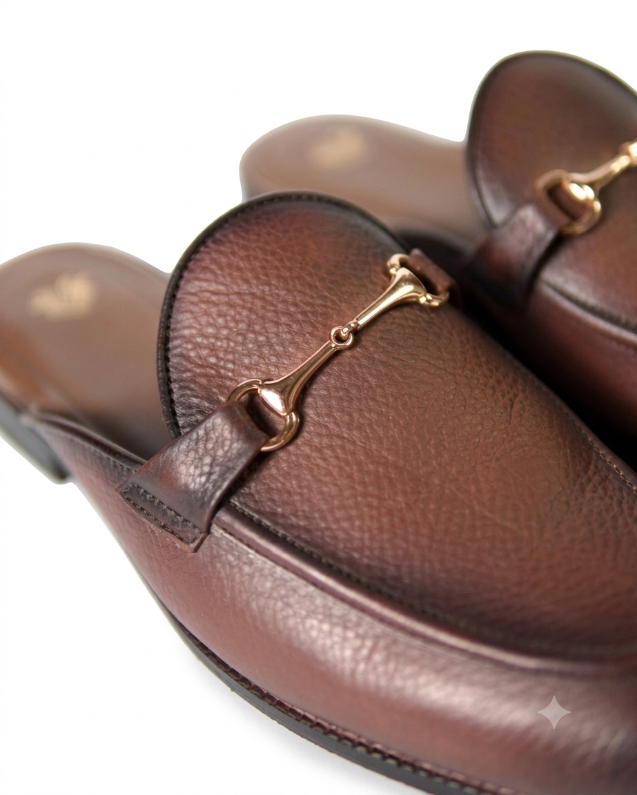⁠Coffee Burnished Horsebit Mules | Handcrafted Leather