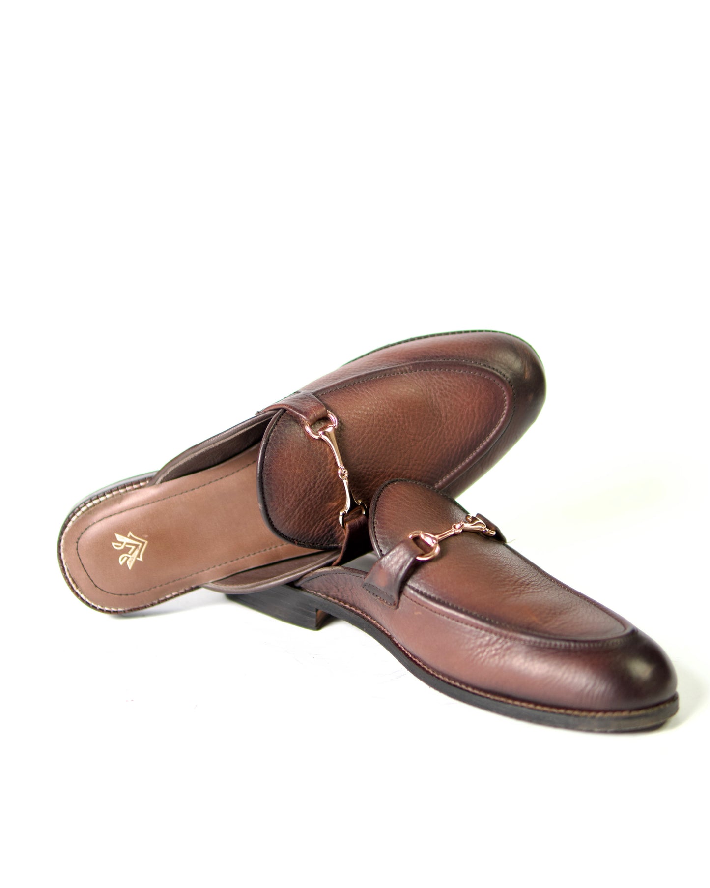 Textured Coffee Burnished Mule