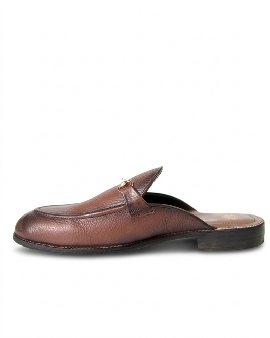 Textured Coffee Burnished Mule